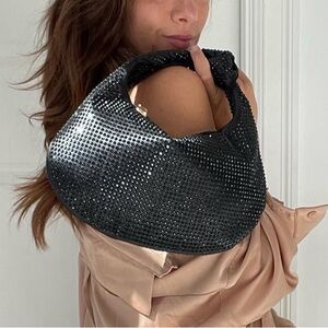 Urban expressions black studded clutch purse jewelled NWT